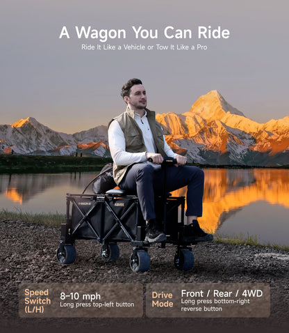 NAVEE Wagon 4X Electric Utility Wagon with 770 lbs Load Capacity, 4-Wheel Drive, 3000W Peak Power and UWB Smart Control
