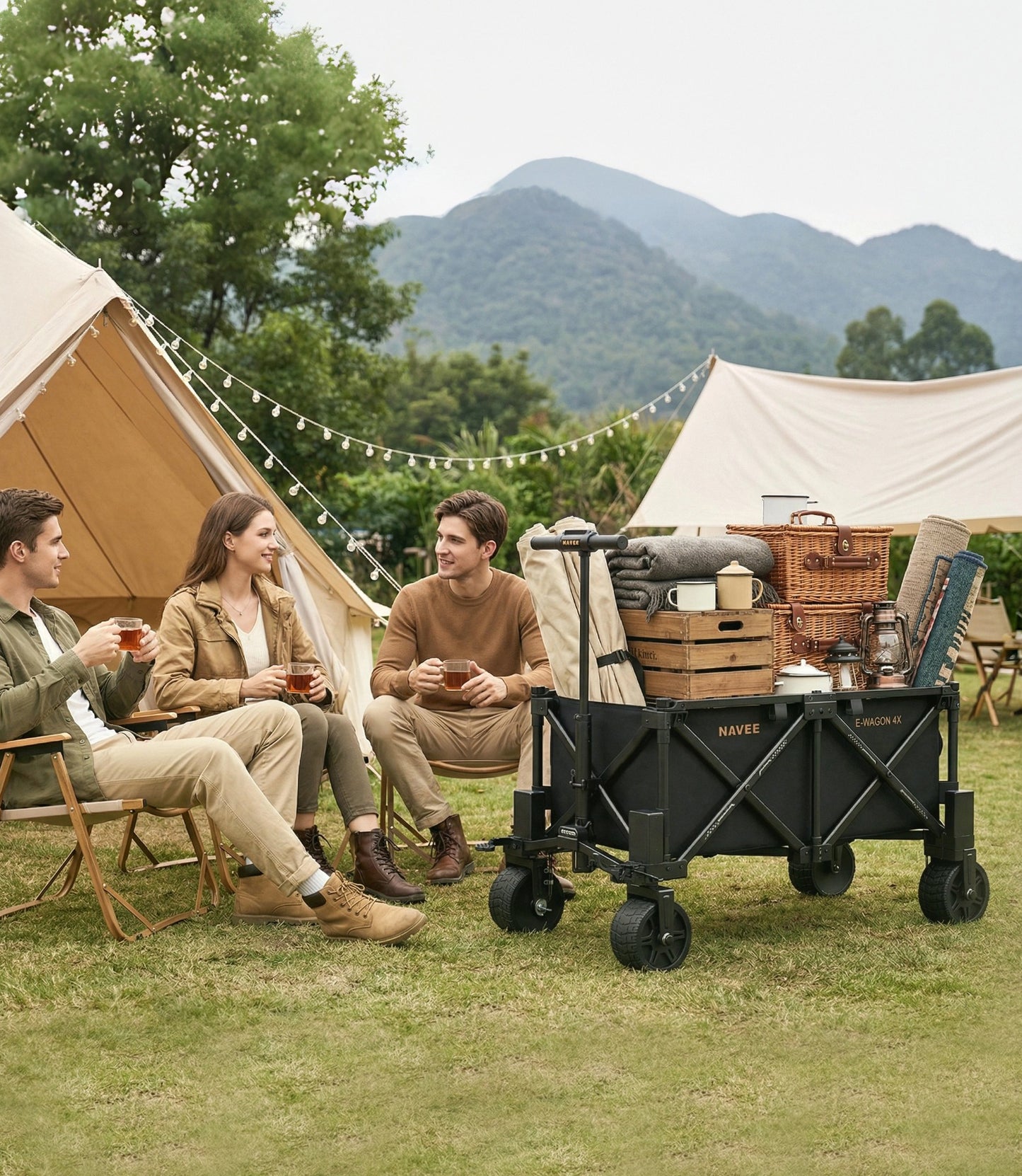 NAVEE Wagon 4X Electric Utility Wagon with 770 lbs Load Capacity, 4-Wheel Drive, 3000W Peak Power and UWB Smart Control