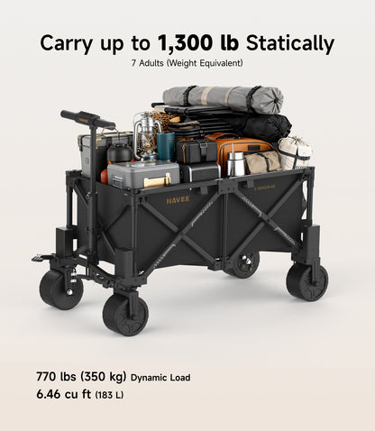 NAVEE Wagon 4X Electric Utility Wagon with 770 lbs Load Capacity, 4-Wheel Drive, 3000W Peak Power and UWB Smart Control