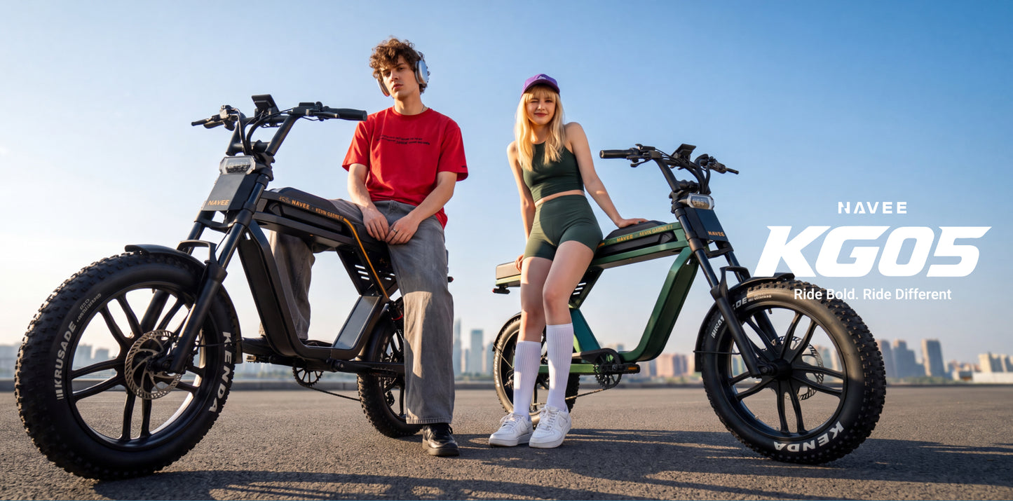 NAVEE KG05 Fat Tire Electric Bike with 37-Mile Pedal-Assist Range, 20 MPH Top Speed, 500W Rated Motor and Dual Suspension