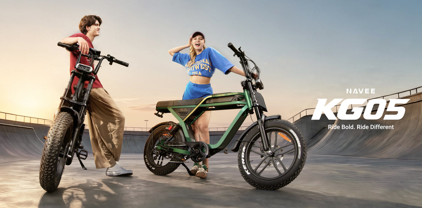 NAVEE KG05 Fat Tire Electric Bike with 37-Mile Pedal-Assist Range, 20 MPH Top Speed, 500W Rated Motor and Dual Suspension