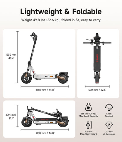 NAVEE G5 Max Foldable Electric Scooter with 43.5-Mile Range, 20 MPH Top Speed, 1000W Peak Motor and Front & Rear Suspension