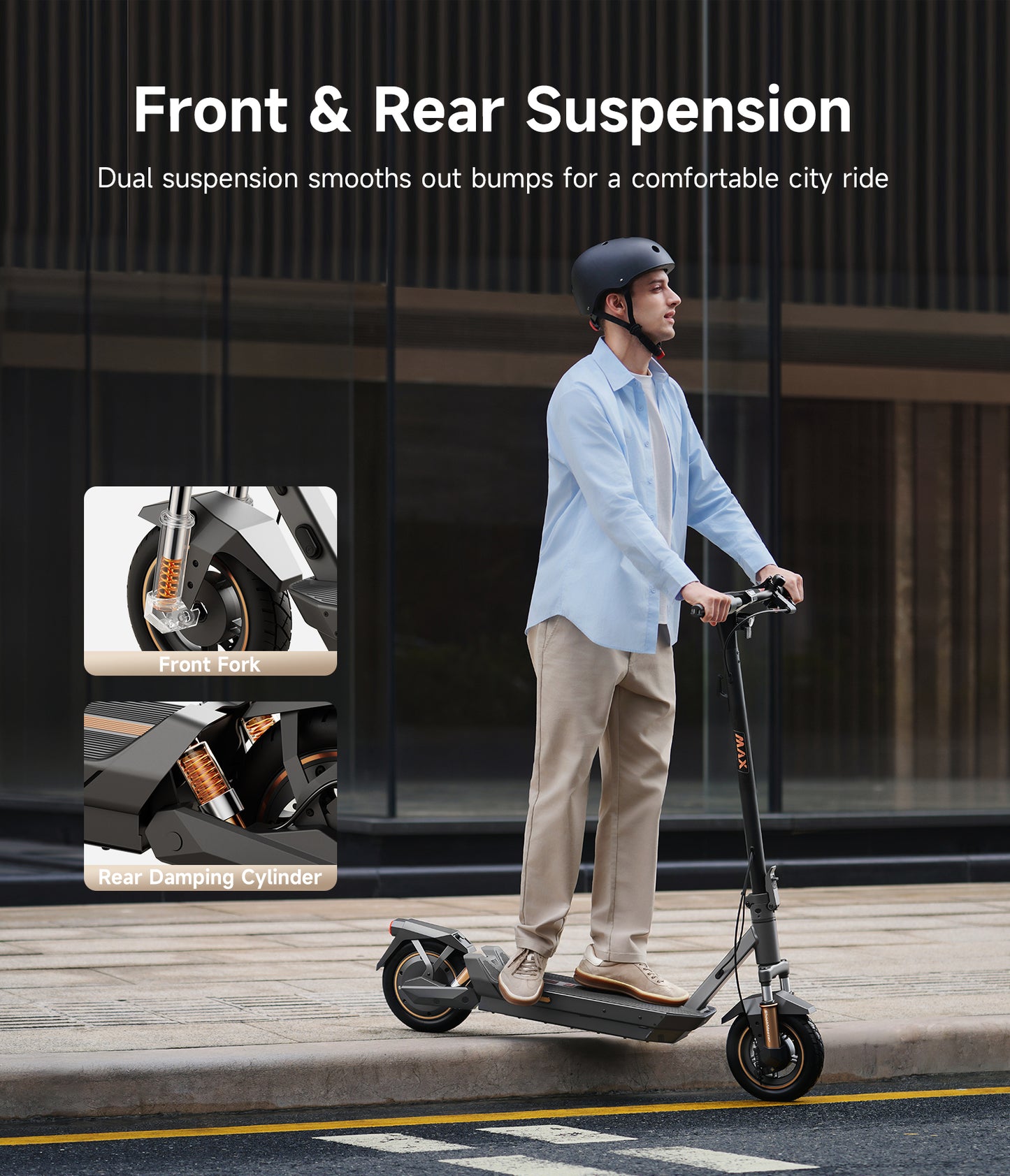 NAVEE GT5 Max Foldable Electric Scooter with 55.9-Mile Range, 25 MPH Top Speed, 1638W Peak Motor and Front & Rear Suspension | Best Long Range Scooter under $1000