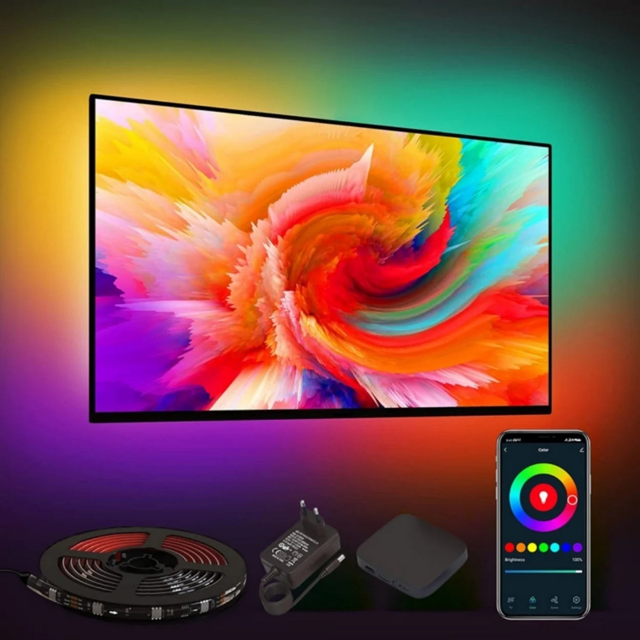 APP Control RGBIC Dream Color Immersion TV Backlight Sync Smart LED Strip DC12V for 55-65 Inches TV