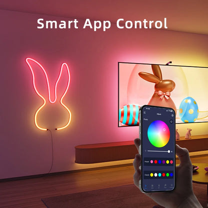 Smart App & Voice Control Cuttable LED Neon Light Strings IP65 DC5V WS2812B Remote Control PVC Dimmable for Home Decorations