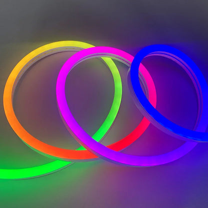 DIY Addressable RGB LED Neon Strip Light 12V 24V 06*12mm 5m 10m IP67 Music APP Remote Control Tuyu Pixel Neon Rope Light Kits