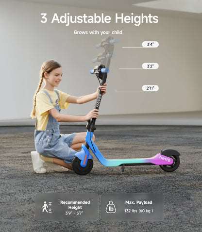 NAVEE K100 Max Kids Foldable Electric Scooter with 14.9-Mile Range, 12.4 MPH Top Speed, Bluetooth Speaker and RGB Ambient Lights