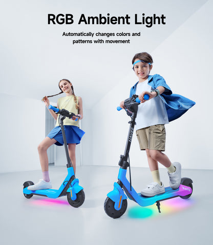 NAVEE K100 Max Kids Foldable Electric Scooter with 14.9-Mile Range, 12.4 MPH Top Speed, Bluetooth Speaker and RGB Ambient Lights