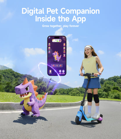 NAVEE K100 Max Kids Foldable Electric Scooter with 14.9-Mile Range, 12.4 MPH Top Speed, Bluetooth Speaker and RGB Ambient Lights