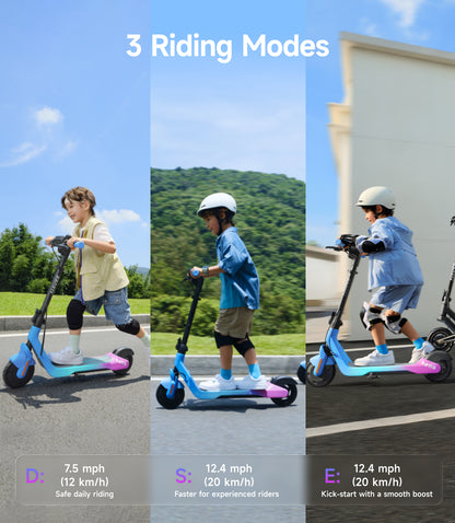 NAVEE K100 Max Kids Foldable Electric Scooter with 14.9-Mile Range, 12.4 MPH Top Speed, Bluetooth Speaker and RGB Ambient Lights