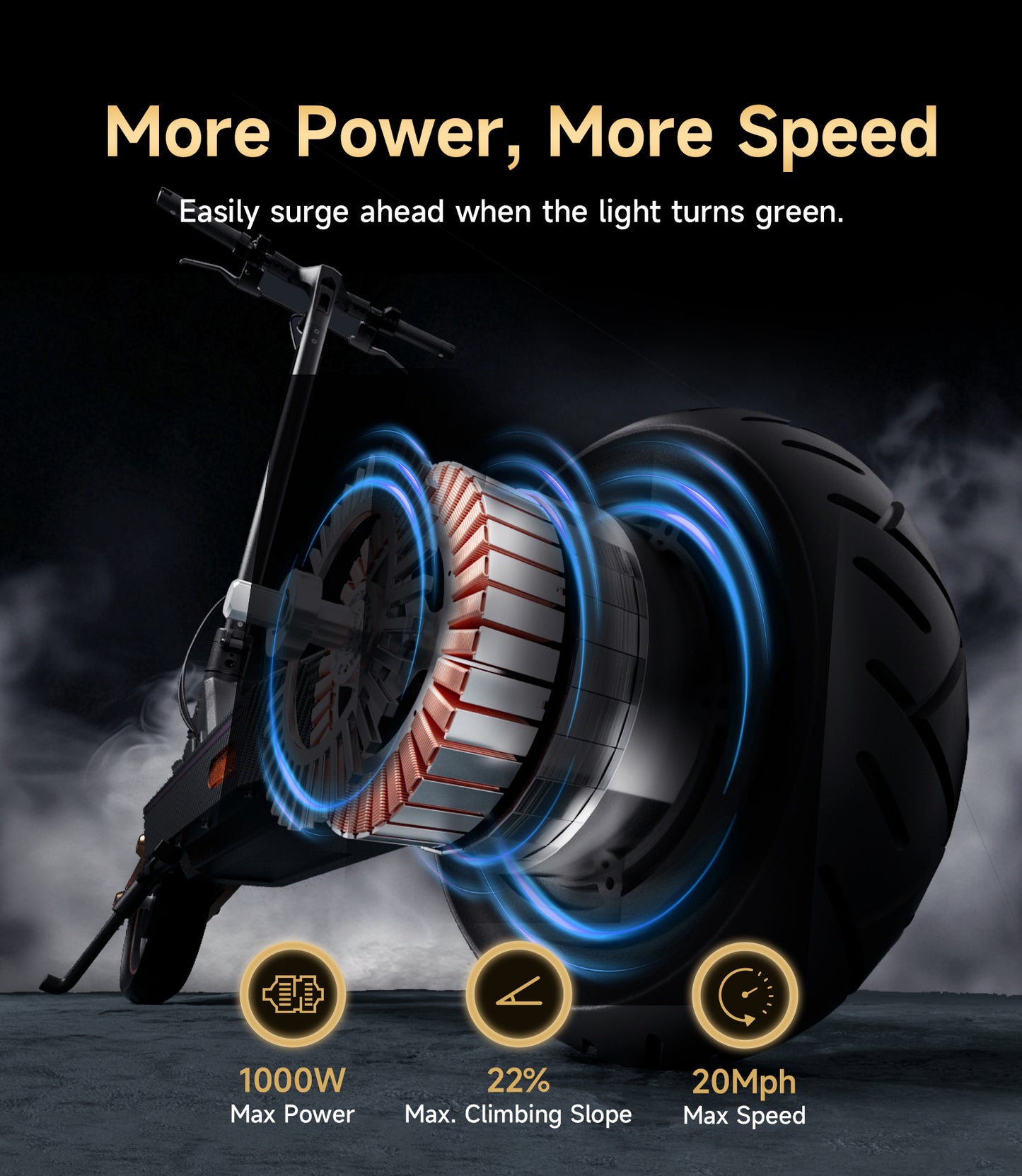 NAVEE GT3 Pro Electric Scooter with 37-Mile Range, 20 MPH Top Speed, 1000W Peak Motor and Dual Suspension