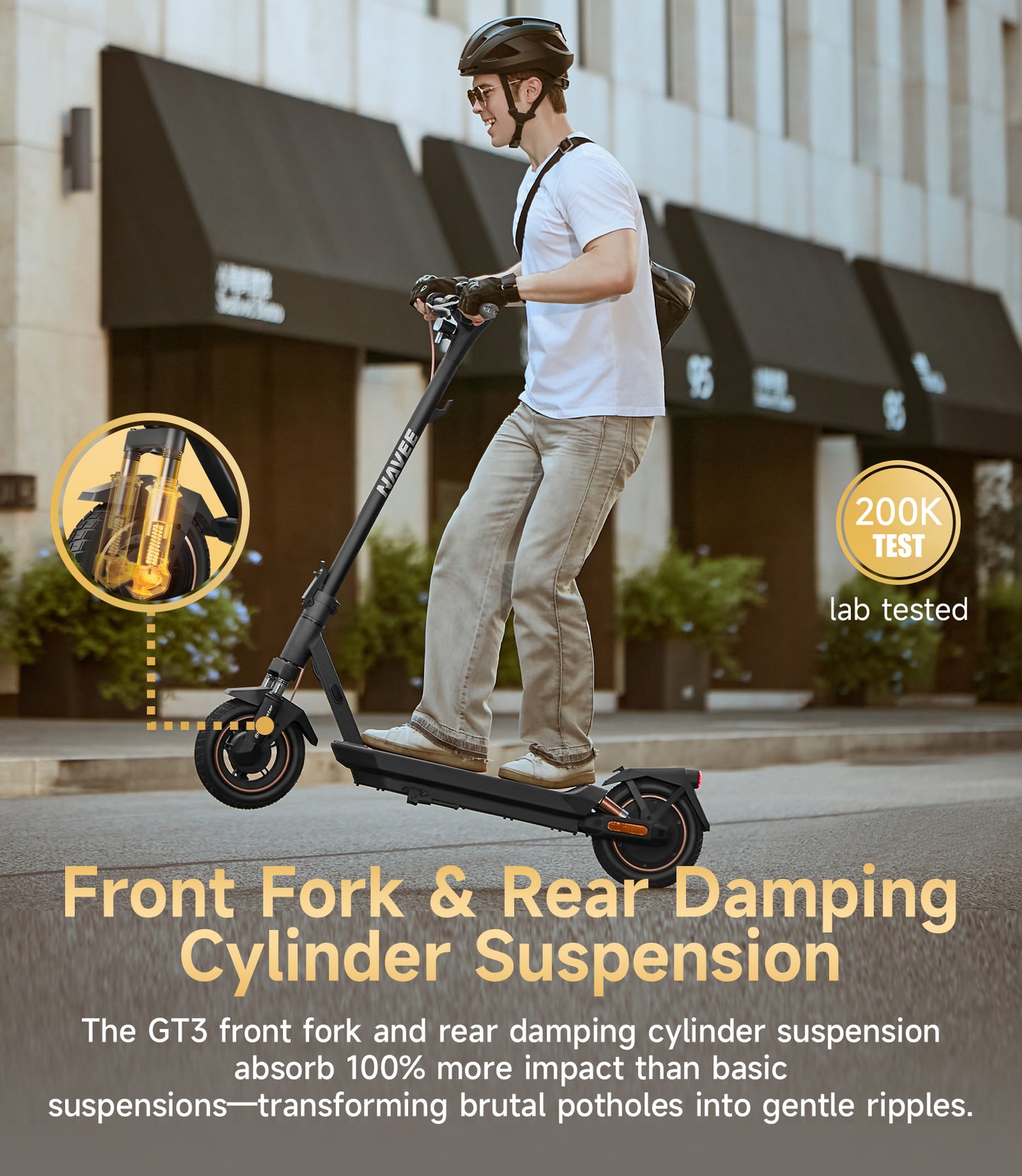 NAVEE GT3 Electric Scooter with 31-Mile Range, 20 MPH Top Speed, 700W Peak Motor and Dual Suspension