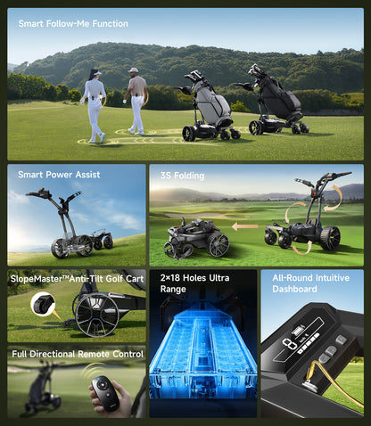 NAVEE Birdie 3X Electric Golf Push Cart with 18.6-Mile Range, UWB Follow Mode, Remote Control and Dual Motors