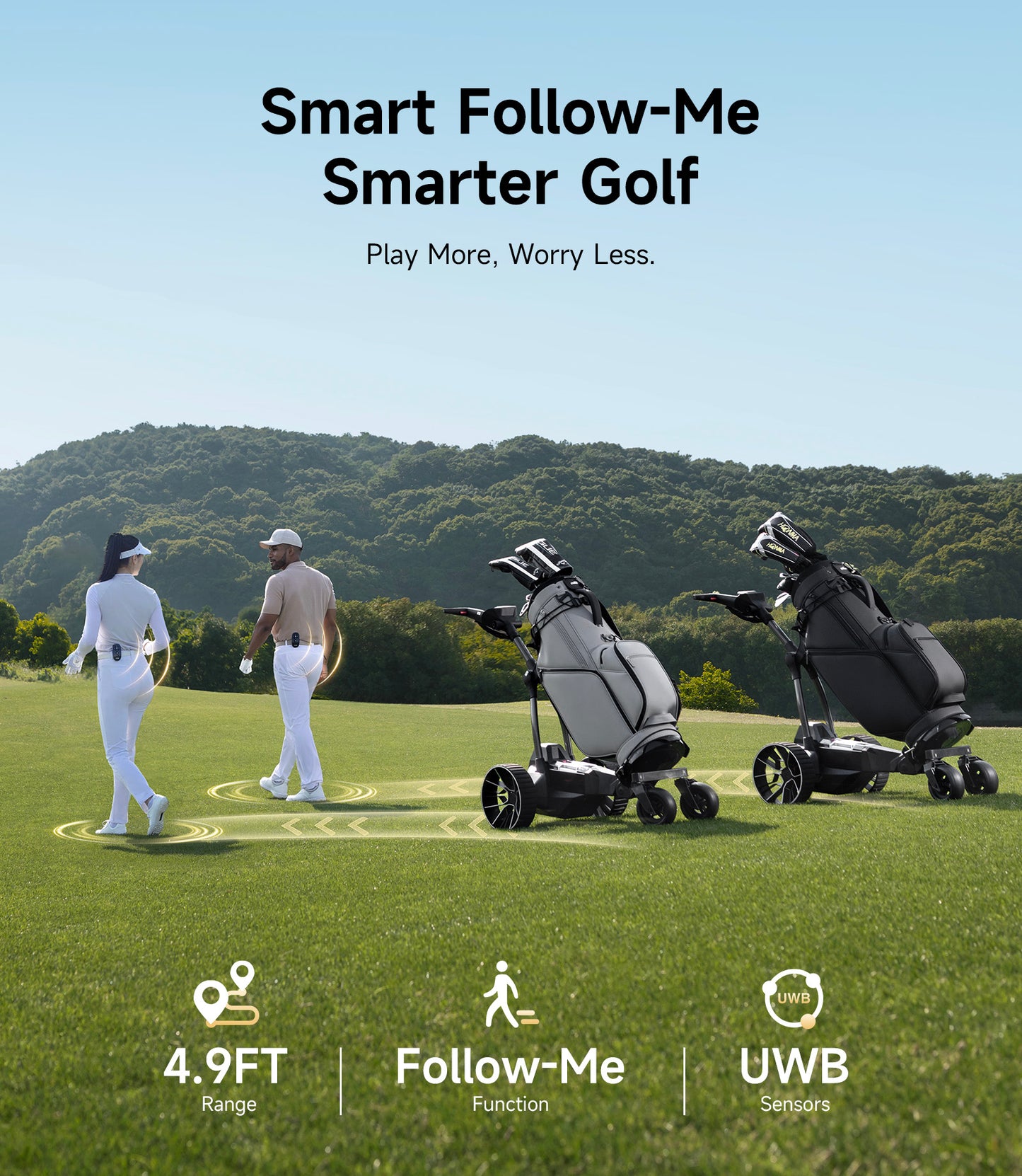NAVEE Birdie 3X Electric Golf Push Cart with 18.6-Mile Range, UWB Follow Mode, Remote Control and Dual Motors