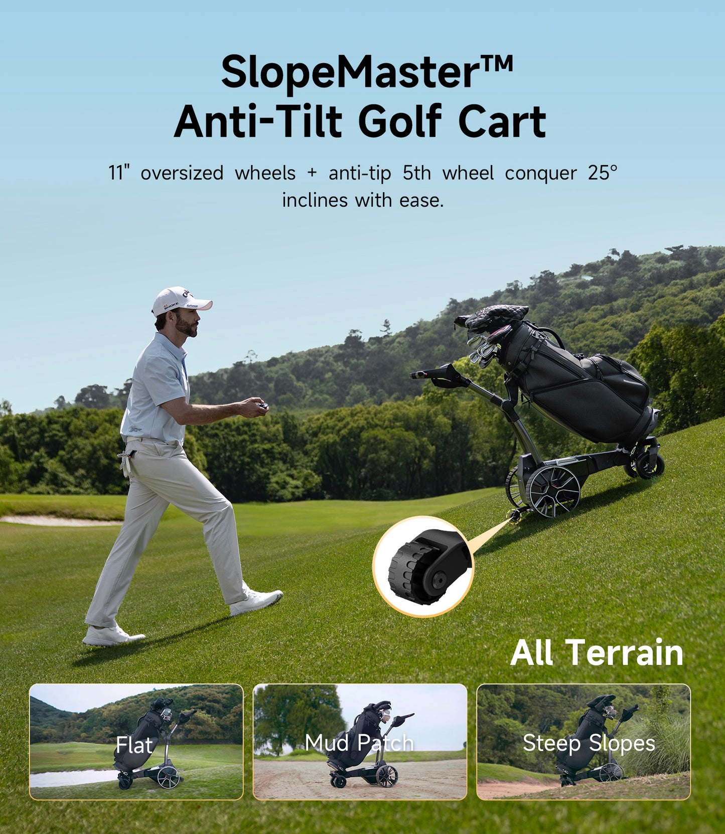 NAVEE Birdie 3 Electric Golf Push Cart with 18.6-Mile Range, Remote Control, Dual Motors and All-Terrain Wheels