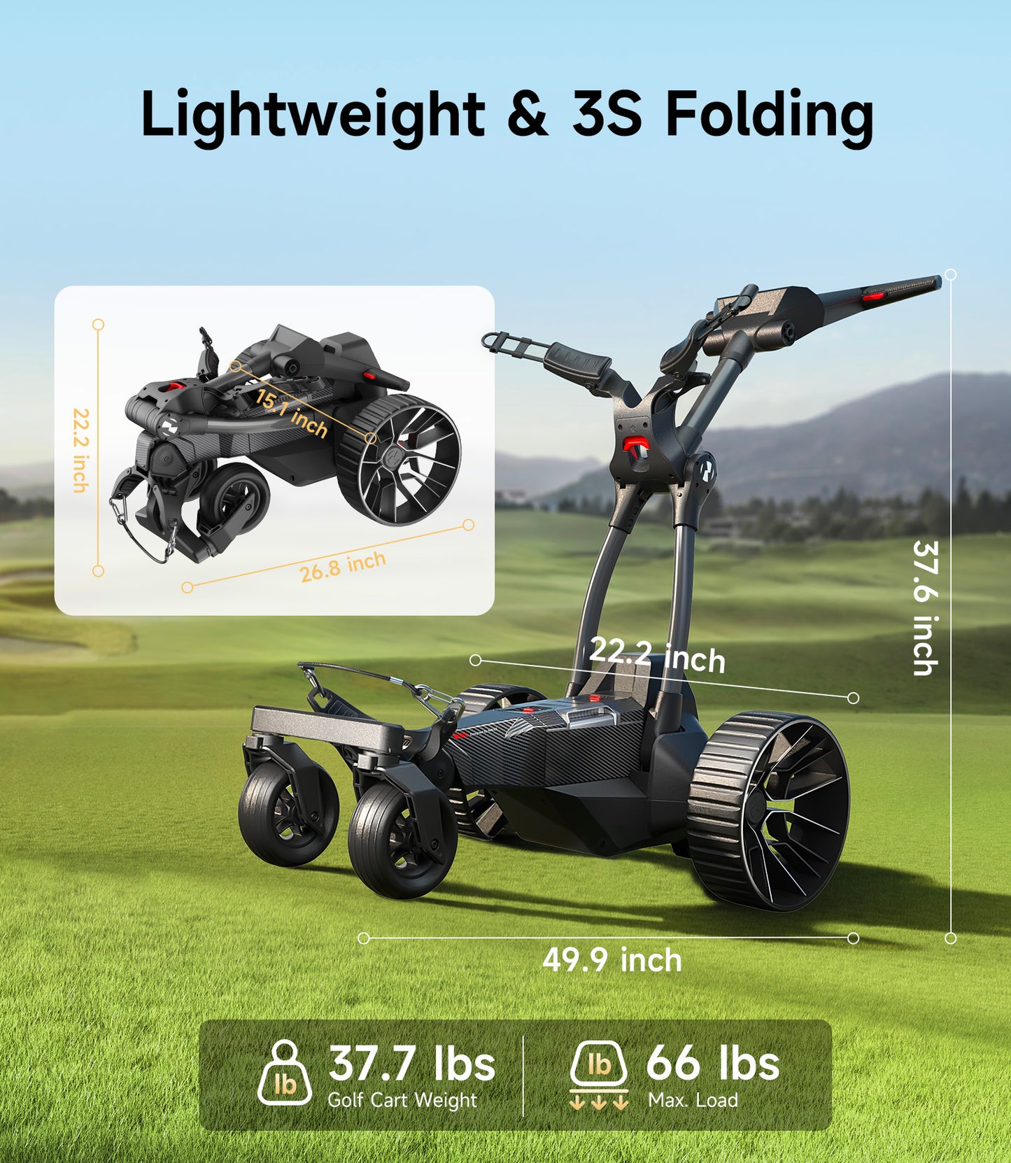 NAVEE Birdie 3 Electric Golf Push Cart with 18.6-Mile Range, Remote Control, Dual Motors and All-Terrain Wheels