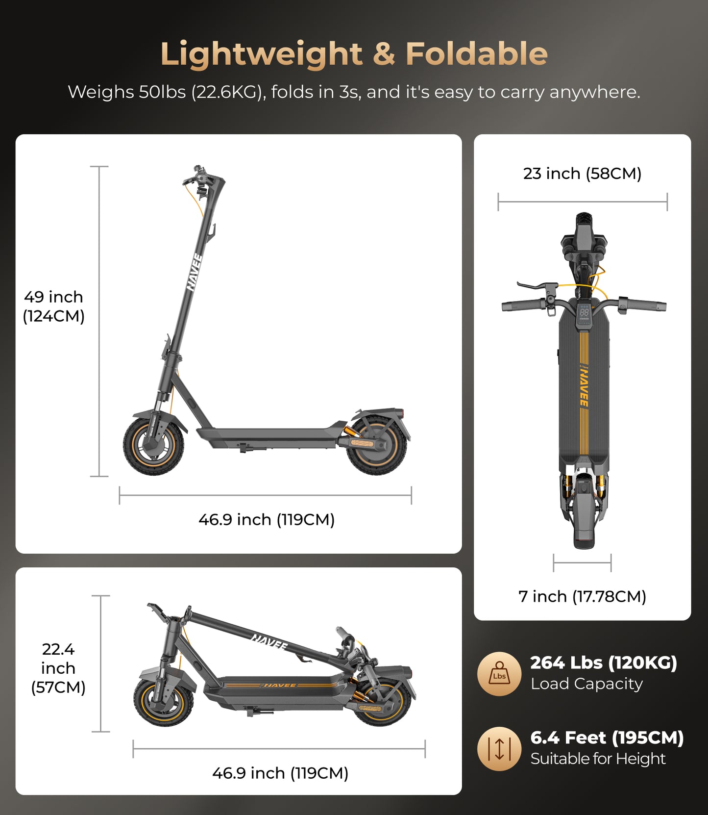 NAVEE GT3 Max Electric Scooter with 46.6-Mile Range, 20 MPH Top Speed, 1000W Peak Motor and Dual Suspension