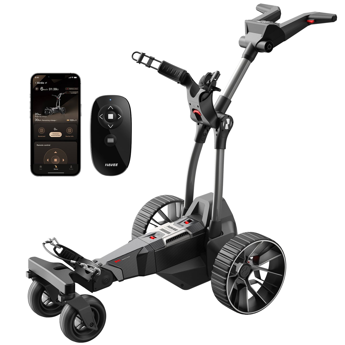 NAVEE Birdie 3 Electric Golf Push Cart with 18.6-Mile Range, Remote Control, Dual Motors and All-Terrain Wheels