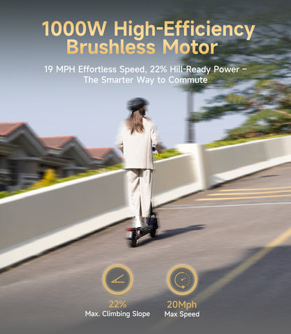 NAVEE GT3 Pro Electric Scooter with 37-Mile Range, 20 MPH Top Speed, 1000W Peak Motor and Dual Suspension