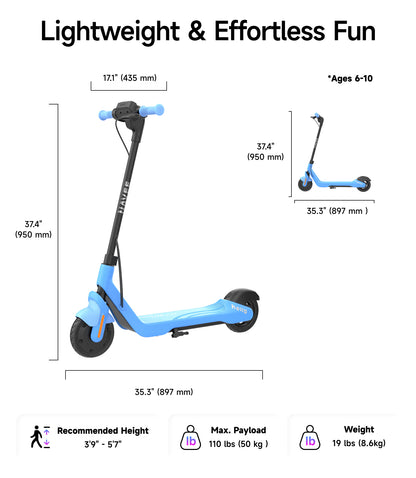 NAVEE K100 Kids Electric Scooter with 8.7-Mile Range, 9.9 MPH Top Speed, RGB Ambient Lights and Lightweight Foldable Design