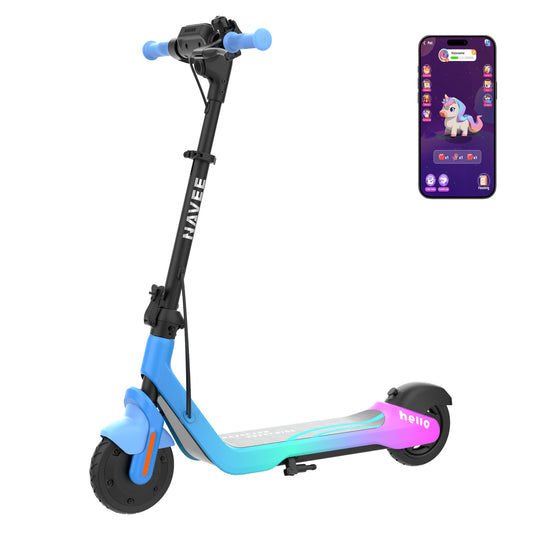 NAVEE K100 Max Kids Foldable Electric Scooter with 14.9-Mile Range, 12.4 MPH Top Speed, Bluetooth Speaker and RGB Ambient Lights