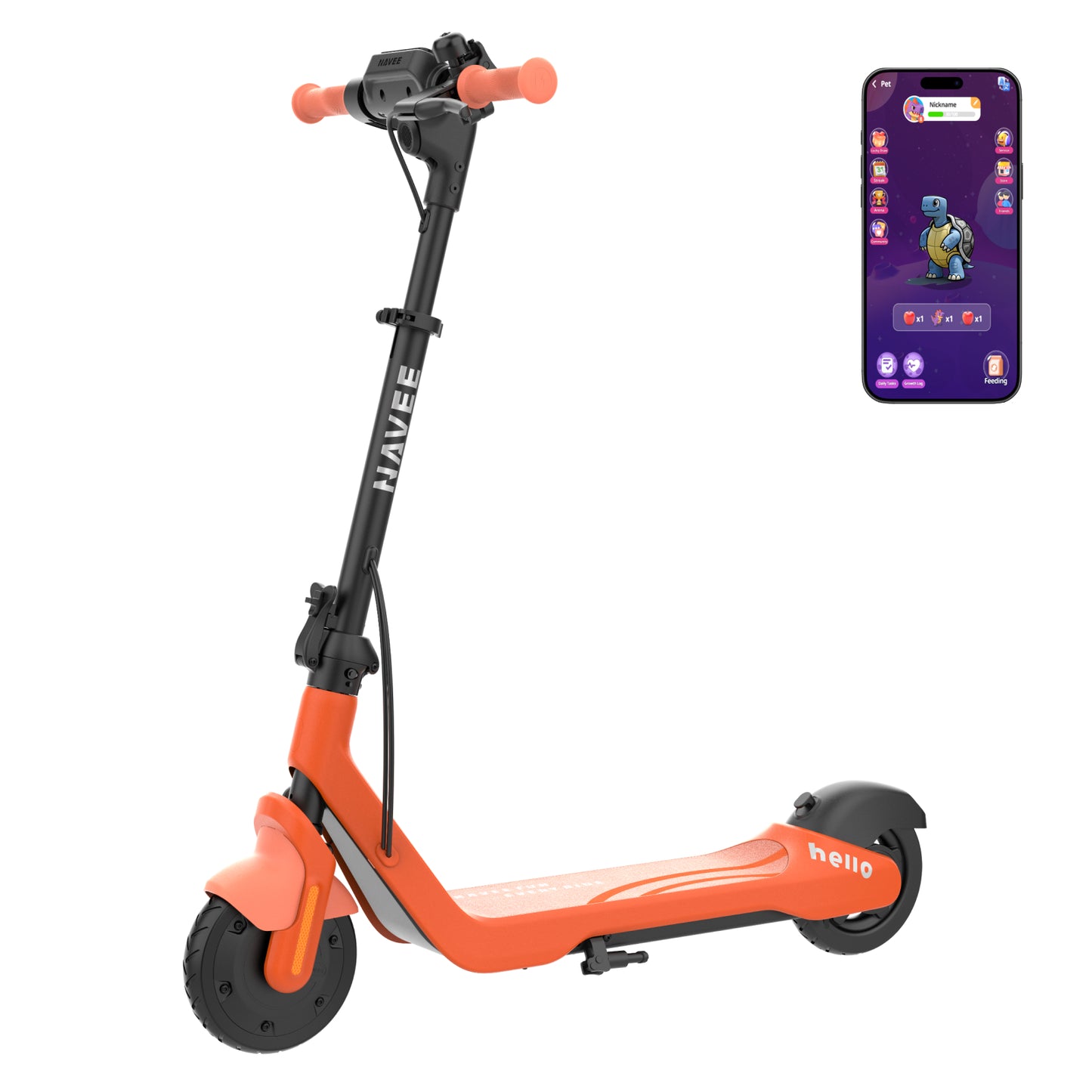 NAVEE K100 Pro Kids Foldable Electric Scooter with 8.7-Mile Range, Adjustable Handlebar Height, RGB Ambient Lights and Foldable Design