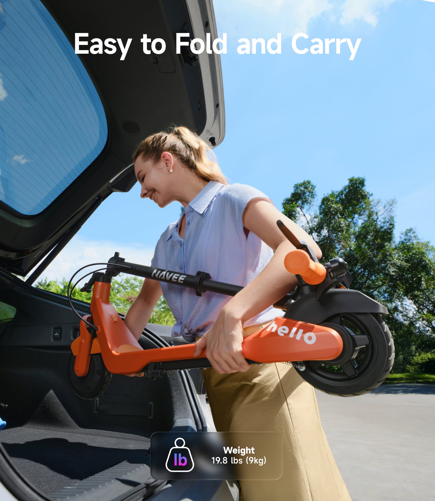 NAVEE K100 Pro Kids Foldable Electric Scooter with 8.7-Mile Range, Adjustable Handlebar Height, RGB Ambient Lights and Foldable Design