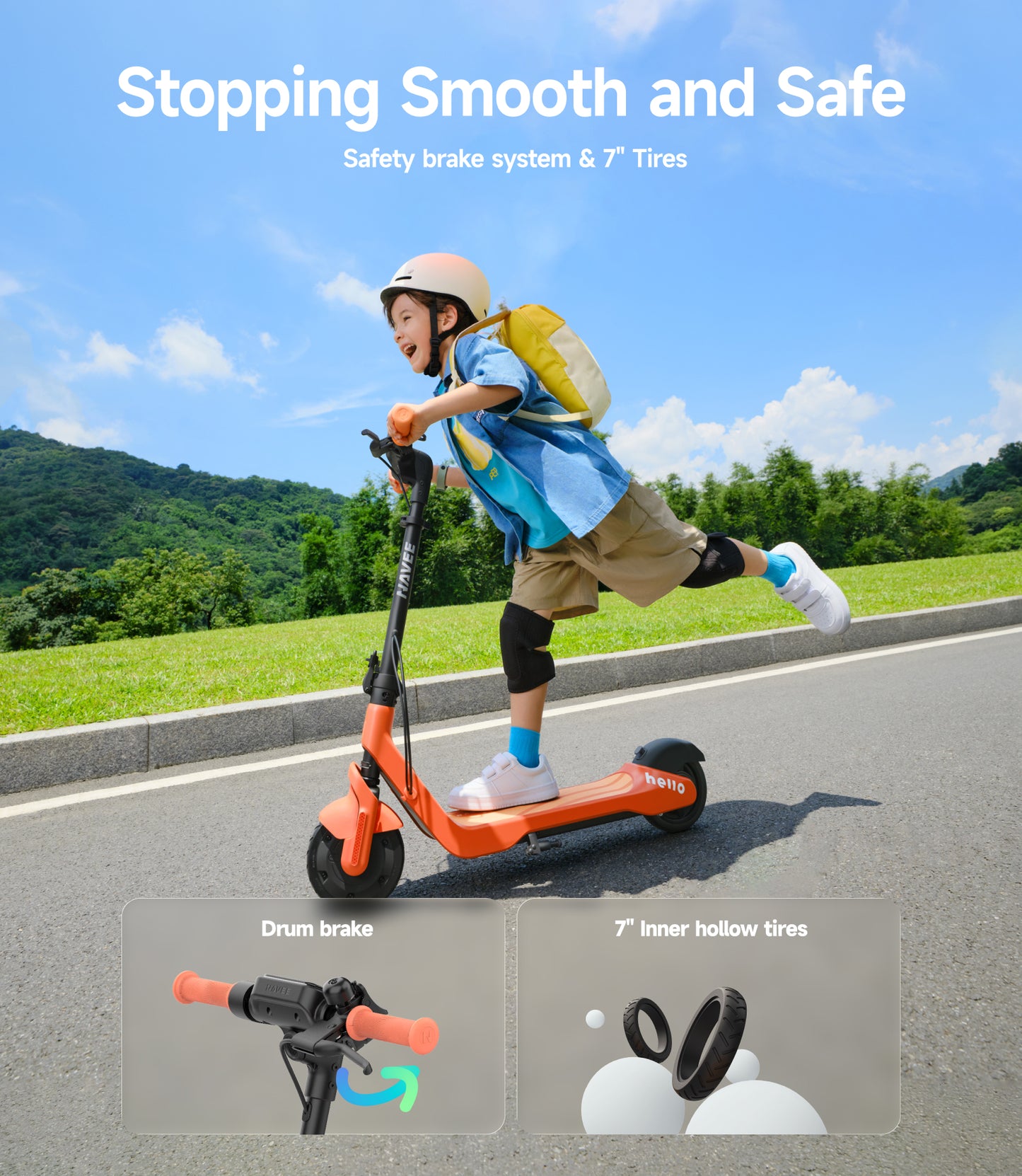 NAVEE K100 Pro Kids Foldable Electric Scooter with 8.7-Mile Range, Adjustable Handlebar Height, RGB Ambient Lights and Foldable Design