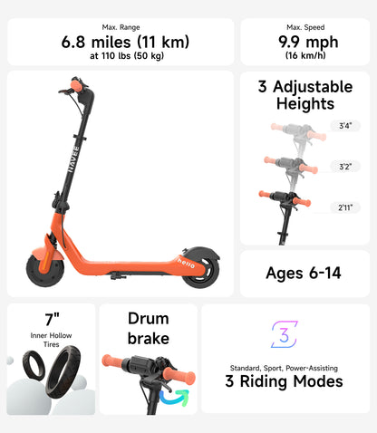 NAVEE K100 Pro Kids Foldable Electric Scooter with 8.7-Mile Range, Adjustable Handlebar Height, RGB Ambient Lights and Foldable Design