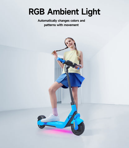 NAVEE K100 Kids Electric Scooter with 8.7-Mile Range, 9.9 MPH Top Speed, RGB Ambient Lights and Lightweight Foldable Design