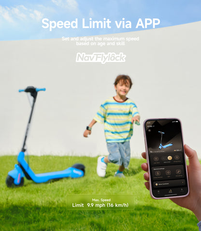 NAVEE K100 Kids Electric Scooter with 8.7-Mile Range, 9.9 MPH Top Speed, RGB Ambient Lights and Lightweight Foldable Design