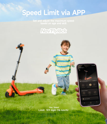NAVEE K100 Pro Kids Foldable Electric Scooter with 8.7-Mile Range, Adjustable Handlebar Height, RGB Ambient Lights and Foldable Design