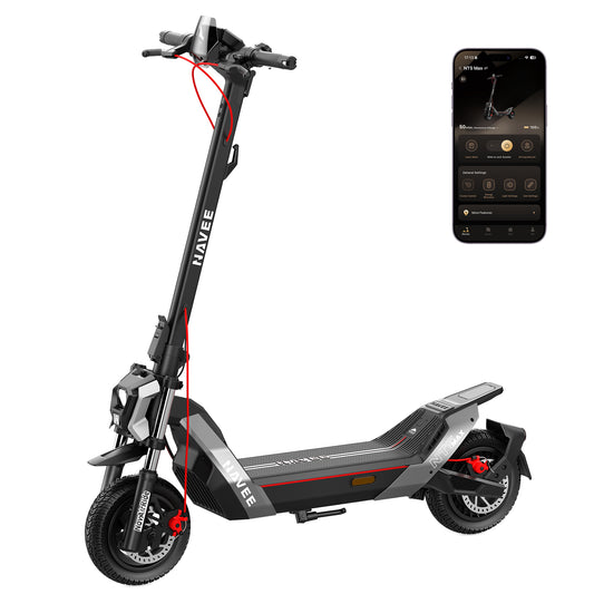 NAVEE NT5 Max Foldable Electric Scooter with 51.6-Mile Range, 31 MPH Top Speed, 1900W Peak Motor and Dual Suspension