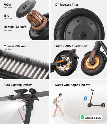 NAVEE V50i Pro Foldable Electric Scooter with 31.1-Mile Range, 20 MPH Top Speed, 700W Peak Motor and 10" Pneumatic Tires