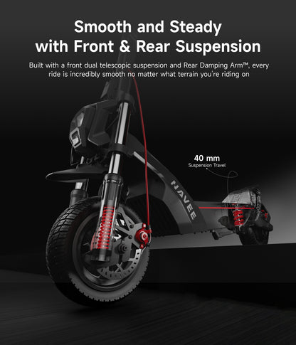 NAVEE NT5 Max Foldable Electric Scooter with 51.6-Mile Range, 31 MPH Top Speed, 1900W Peak Motor and Dual Suspension