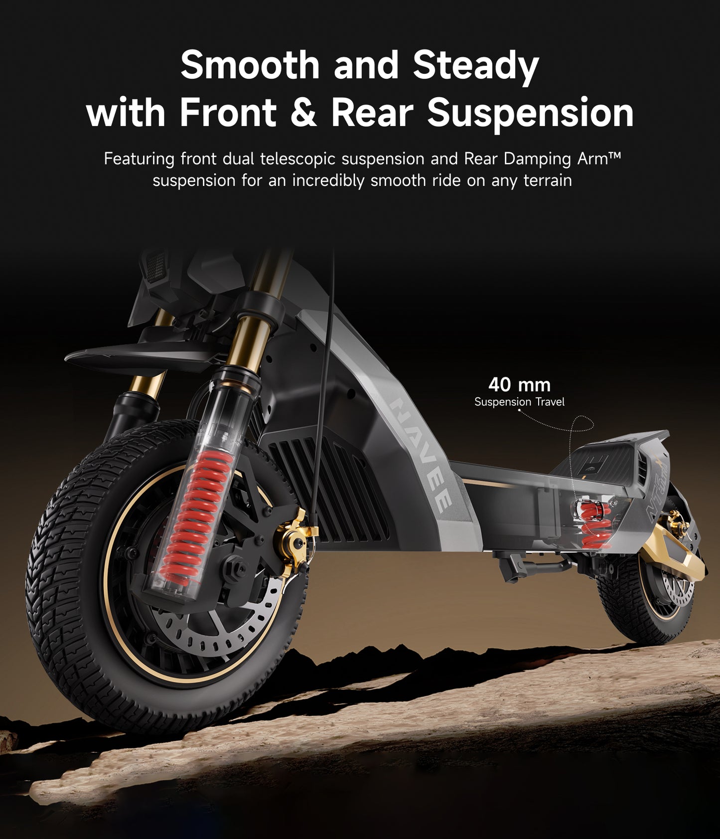 NAVEE NT5 Ultra X Dual Motor Electric Scooter with 55.9-Mile Range, 40 MPH Top Speed, 2400W Peak Power and Dual Suspension