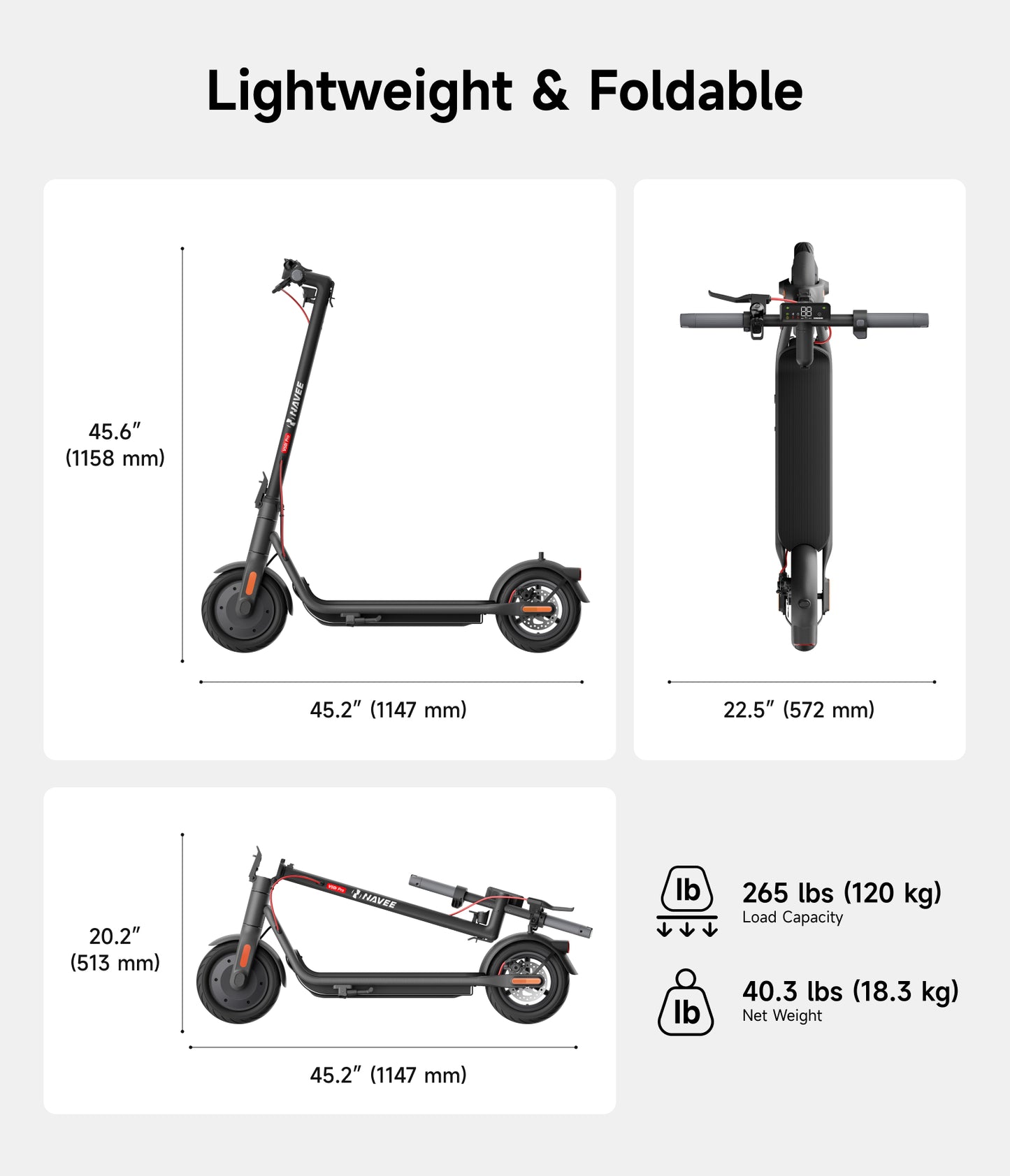 NAVEE V50i Pro Foldable Electric Scooter with 31.1-Mile Range, 20 MPH Top Speed, 700W Peak Motor and 10" Pneumatic Tires