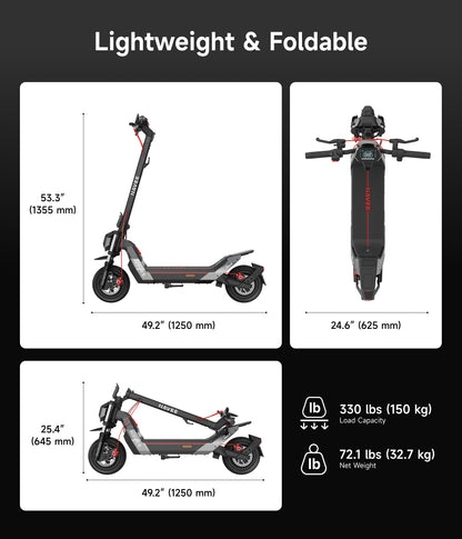 NAVEE NT5 Max Foldable Electric Scooter with 51.6-Mile Range, 31 MPH Top Speed, 1900W Peak Motor and Dual Suspension