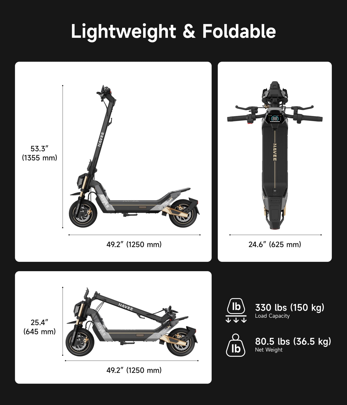 NAVEE NT5 Ultra X Dual Motor Electric Scooter with 55.9-Mile Range, 40 MPH Top Speed, 2400W Peak Power and Dual Suspension