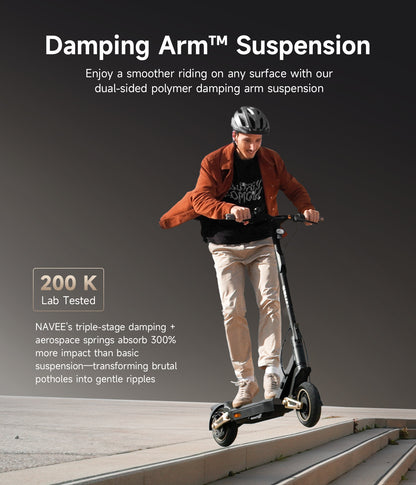 NAVEE ST3 Pro Foldable Electric Scooter with 46.6-Mile Range, 24.9 MPH Top Speed, 1350W Peak Motor and Front & Rear Suspension