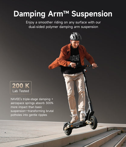 NAVEE ST3 Foldable Electric Scooter with 37-Mile Range, 25 MPH Top Speed, 1000W Peak Motor and Front & Rear Suspension
