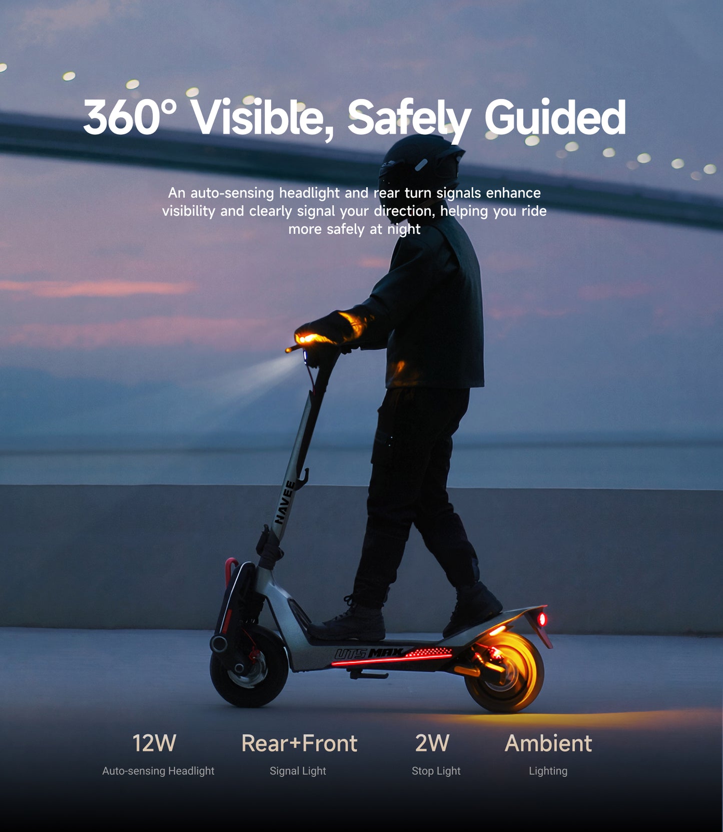 NAVEE UT5 Max Electric Scooter with 62.1-Mile Range, 31.1 MPH Top Speed, 2400W Peak Motor and Dual Hydraulic Suspension