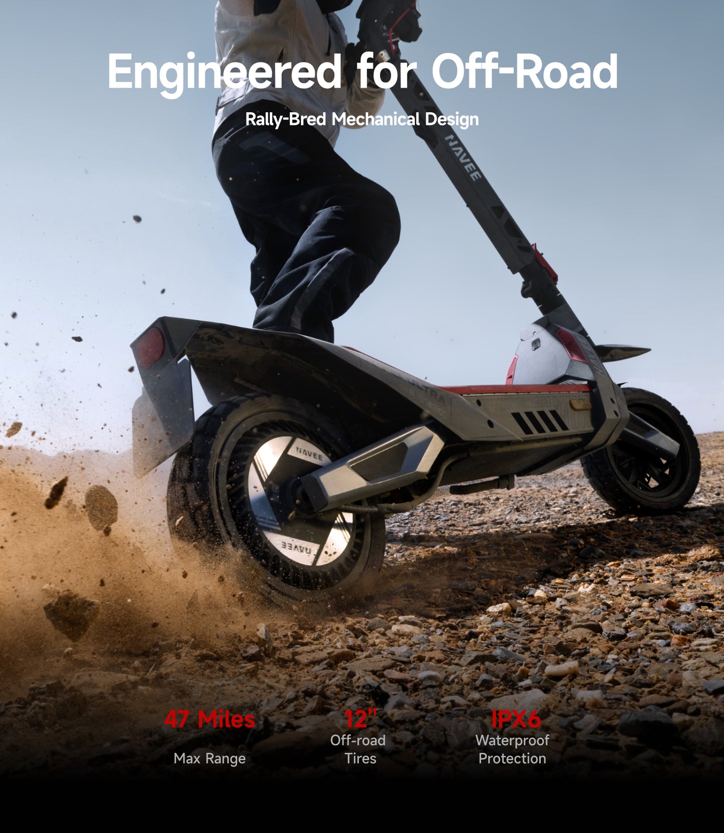 NAVEE XT5 Pro Off-Road Foldable Electric Scooter with 46.6-Mile Range, 31 MPH Top Speed, 2200W Peak Motor and Patented Suspension System